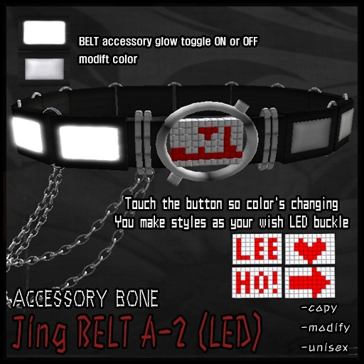 accessory bone A:B jing belt A-2 Goth, Punk, Voodoo, Rocker style 