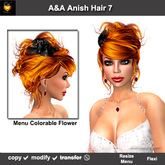 A&A Anish Hair Copper (Color 7). Updo with flexi curls and menu colorable flower. 