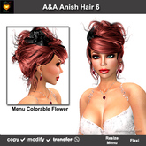 A&A Anish Hair Flame (Color 6). Updo with flexi curls and menu colorable flower. 