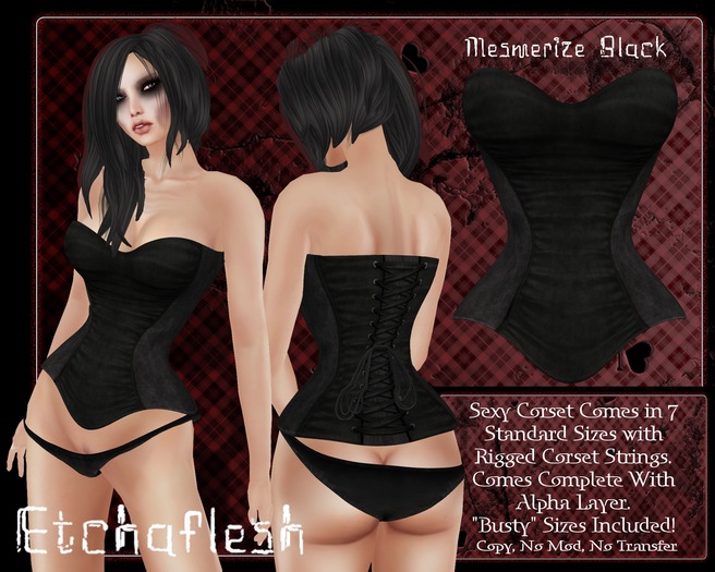 [Etchaflesh] DEMO Mesmerize Black Corset ALL STYLES