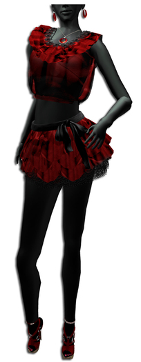 ((Crystal Line))"COCO"mini dress SET(redblack)