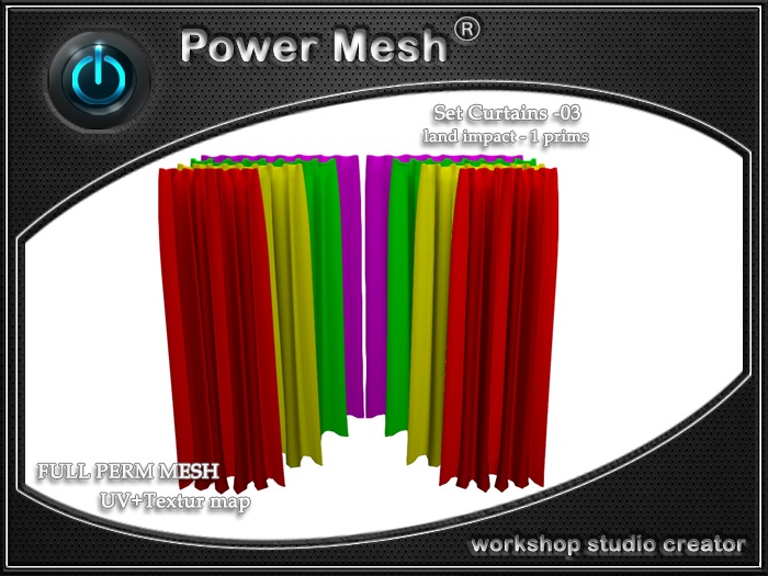 - { POWER MESH } - Full Perm Set Curtains -03