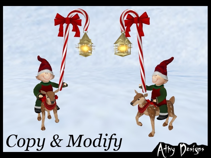 Athy Designs - Elf Riding Deer Lamp Posts For Christmas Decor