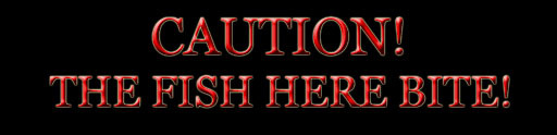 Caution! The fish here bite! Sign