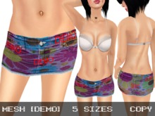 DEMO Mini Denim Skirt Flowers - Mesh