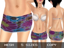 Mini Denim Skirt Flowers - Mesh
