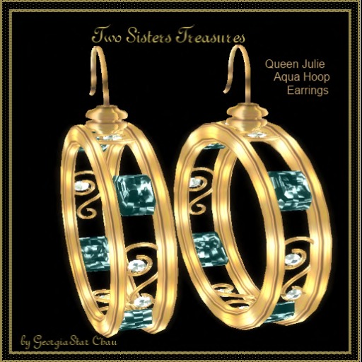 TST Queen Julie Aqua Hoop Earrings.