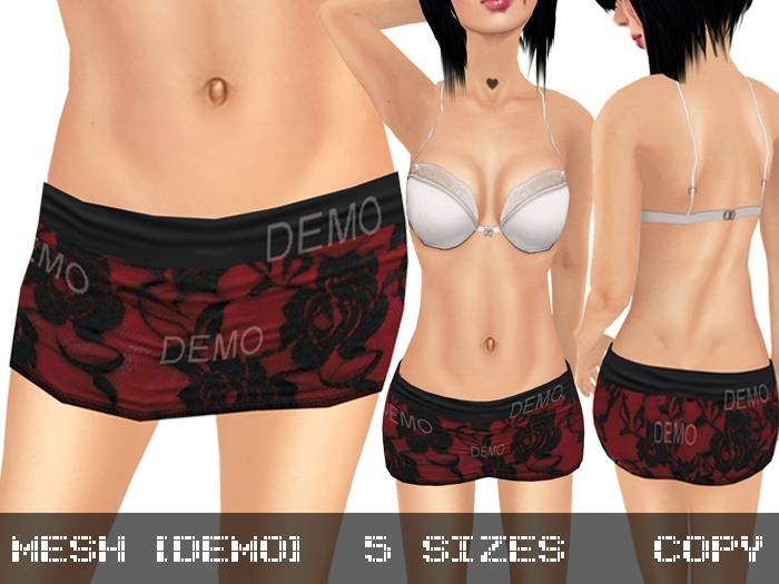 DEMO Mini Skirt Roses Red & Black - Mesh