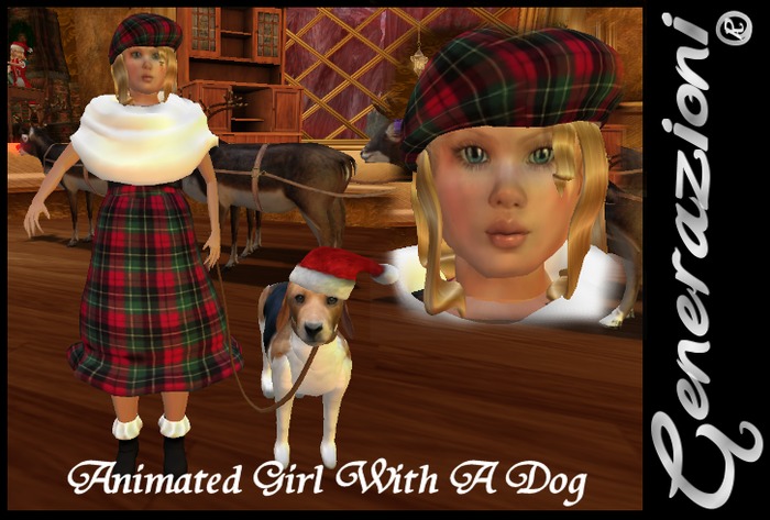 Animated Girl With A Dog