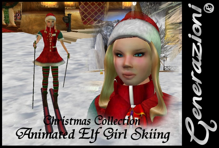 Animated Elf Girl Skiing