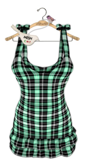 { birdy. } - Ruffle Dress - Plaid (teal)