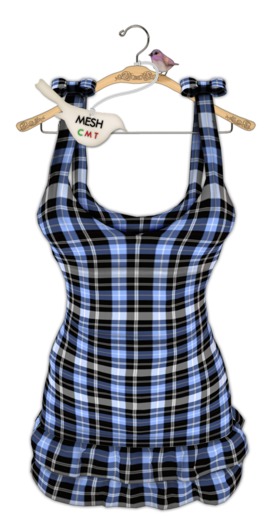 { birdy. } - Ruffle Dress - Plaid (blue)
