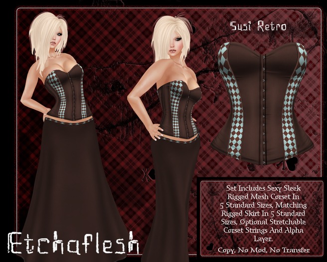 [Etchaflesh] Susi Retro MESH Corset & Skirt Set