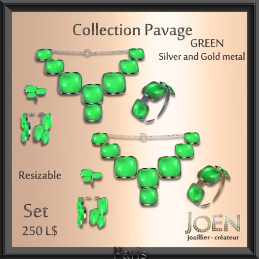 *JOEN* collection "Pavage"Green set