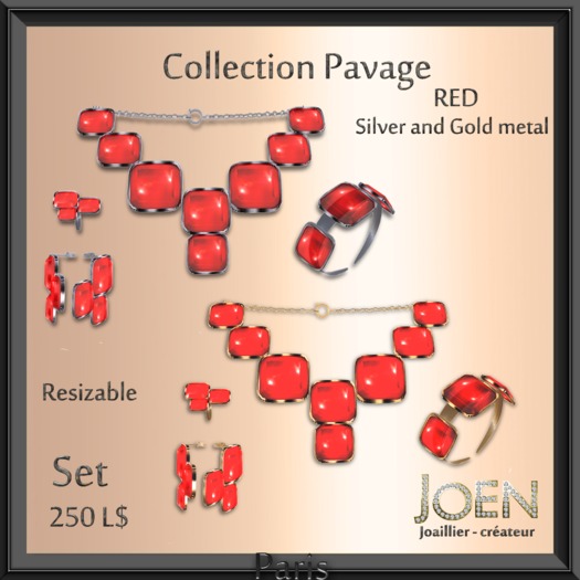 *JOEN* collection "Pavage" Red set