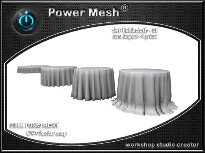 - { POWER MESH } - Full Perm Set Tablecloth - 01 