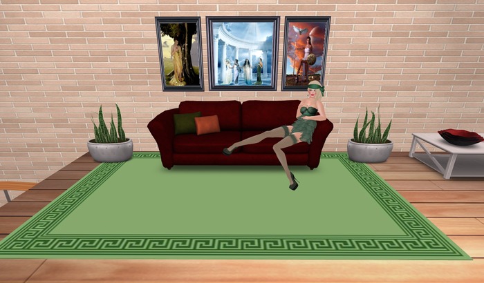 Greek Key Rug - Green on Green