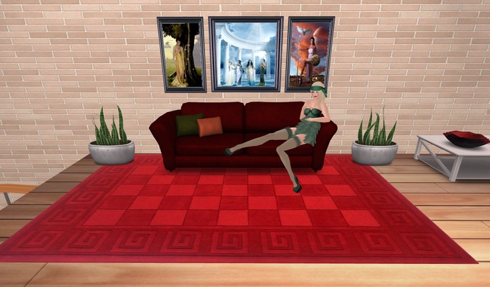 Greek Key Rug - Checkerboard Red