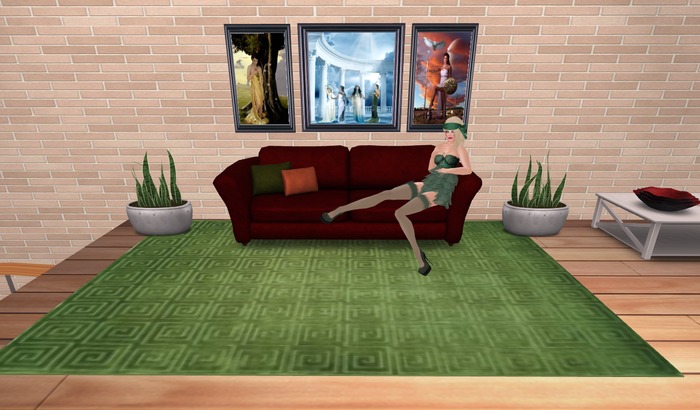 Greek Key Rug - Green Monotone