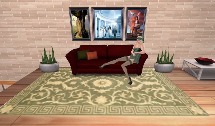 Greek Key Rug - Floral Champagne