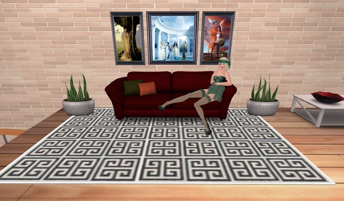 Greek Key Rug - Black on White 