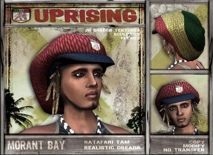 UPRISING MOB Rasta Dreadlocks with Tam Beanie hat / For Roots Reggae Mens 