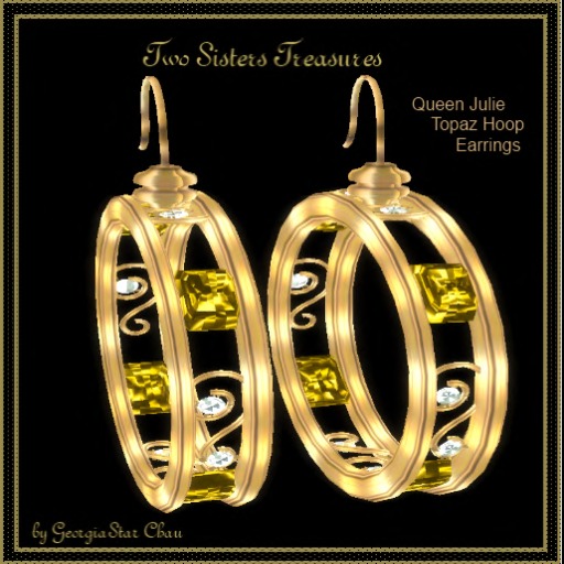 TST Queen Julie Topaz Hoop Earrings