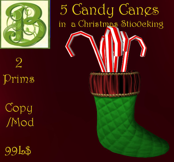 5 Candy Canes in Christmas Stocking