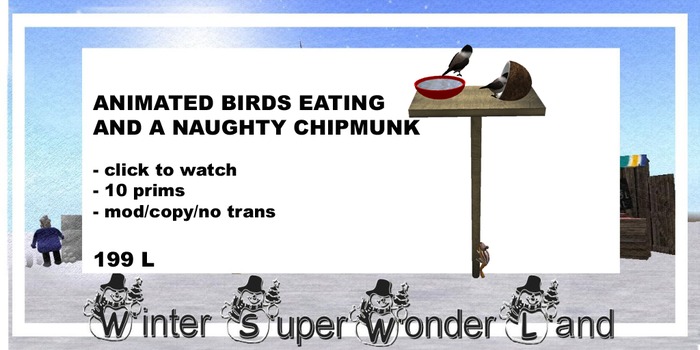 Animated Birds on a tray and a chipmunk