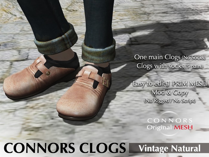 *Connors* CLOGS Vtg Natural