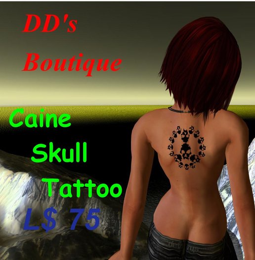 Caine Skulls Back Tattoo