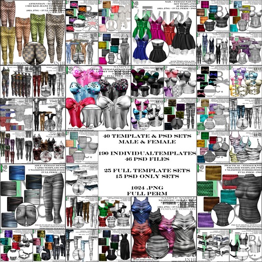 [NB] Inc. Template Inventory Pack 3 - Male & Female - 40 Template & PSD sets