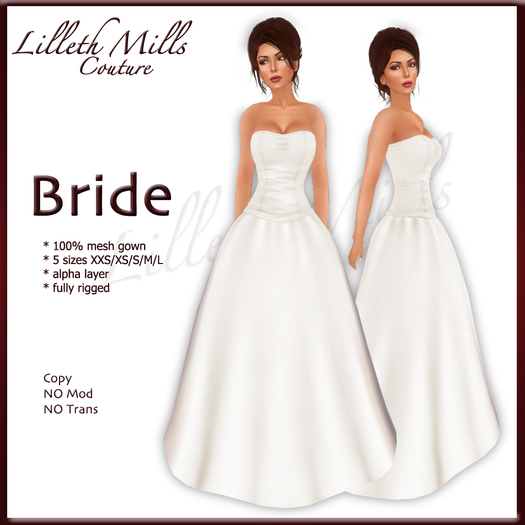 LMC Bride - fully Rigged Mesh Bridal Gown - Champagne 
