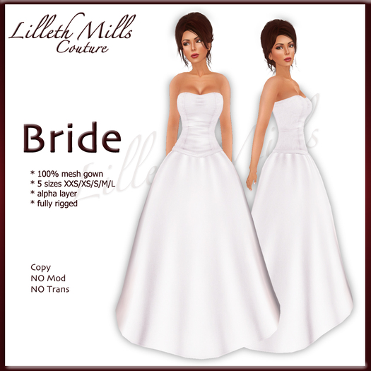 LMC Bride - fully Rigged Mesh Bridal Gown - Rose 