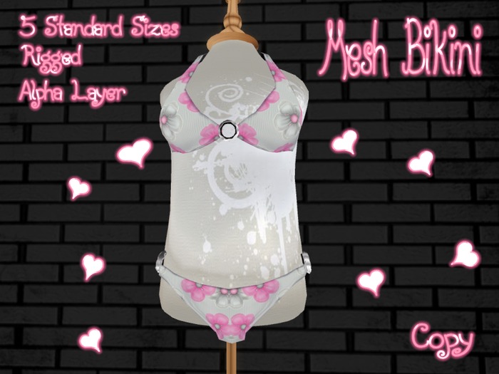 Mesh Bikini Rigged Pink Floral