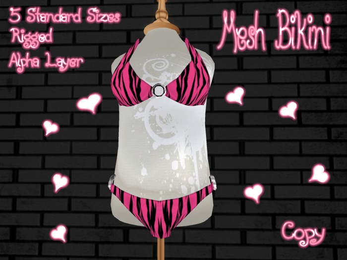 Mesh Bikini Rigged Pink Tiger