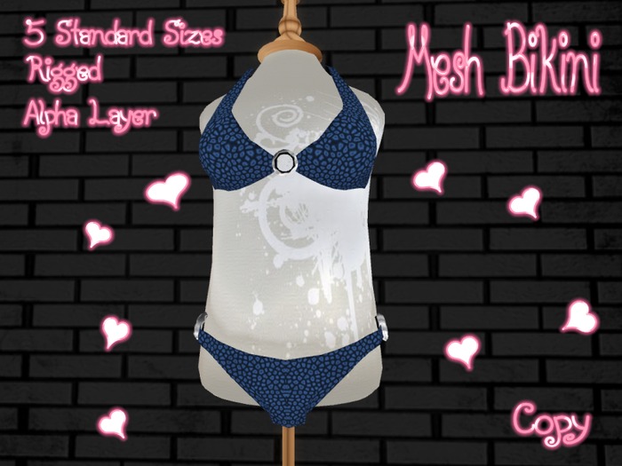 Mesh Bikini Rigged Blue Teal Panther