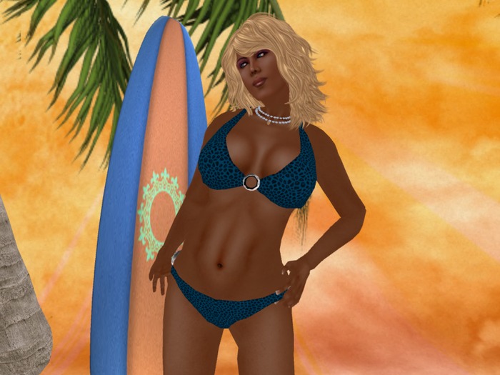 Mesh Bikini Rigged Teal Panther