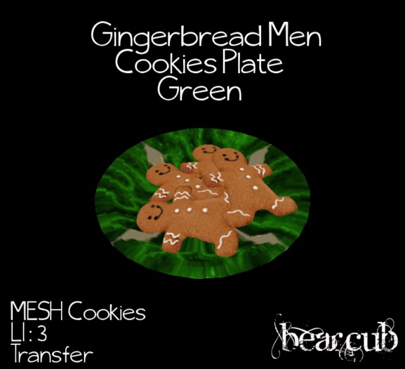 :BearCub: Partial Mesh Gingerbread Men Cookies Plate - Green