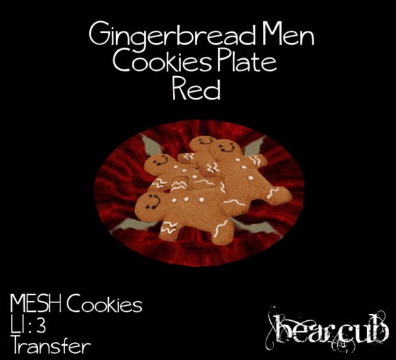 :BearCub: Partial Mesh Gingerbread Men Cookies Plate - Red
