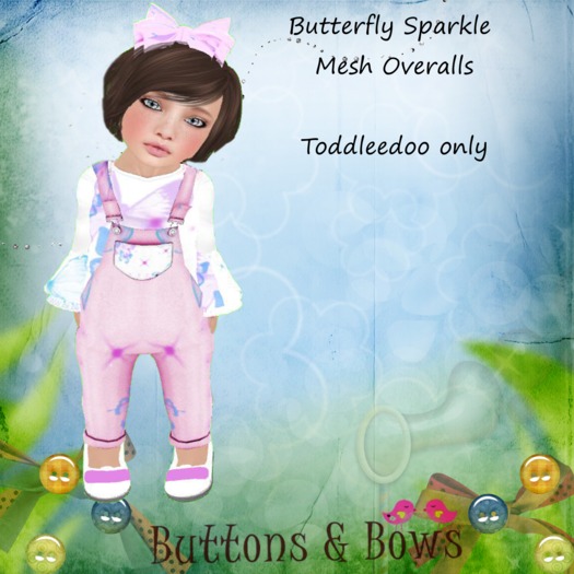 Buttons & Bows Butterfly Sparkle Mesh Overalls