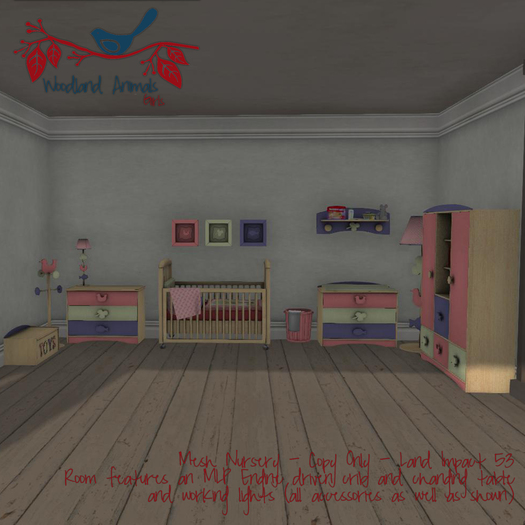 Tiny Spaces - Woodland Animal Nursery Crib (Girl)