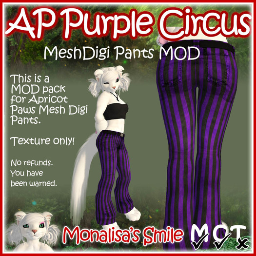 ::Monalisa's Smile:: MeshDigi Pants MOD Purple Circus