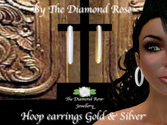 Earnings Hoop diamond earrings gold & silver (BOXED)