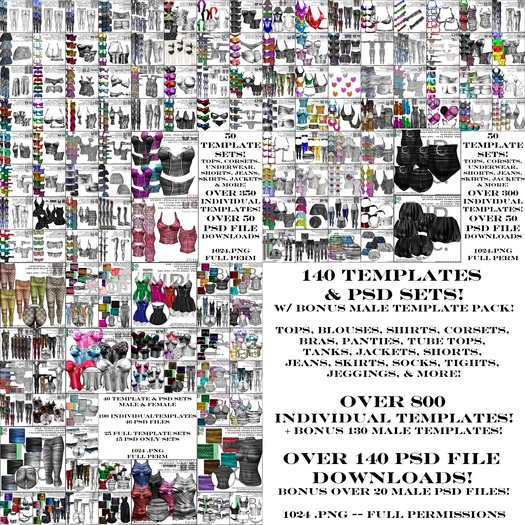 [NB] Inc. Template Inventory 1-2 & 3 Combo Pack -140 Template Sets! Over 800 Individual Templates! 140 PSD Files!