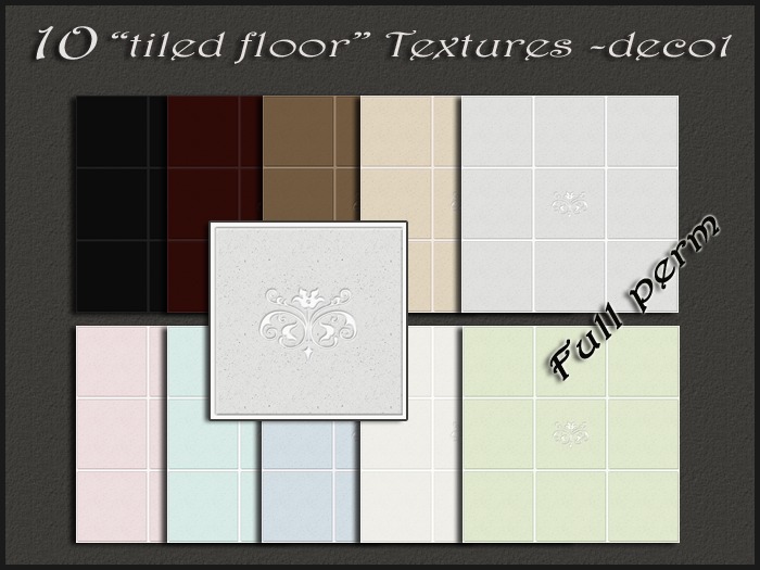 Pack 10 "tiled floor" textures deco1 (1024x1024)