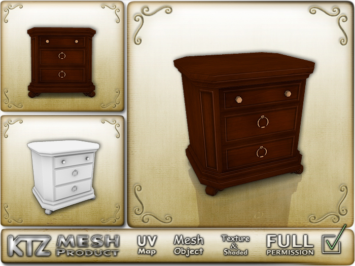 Mesh object - Full Permission ! Classic Bed Stand, 1Prim!