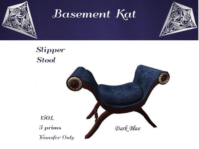 Slipper Stool in Dark Blue