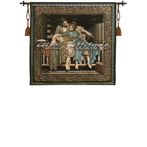The Music Lesson Tapestry Texture Frederic Leighton