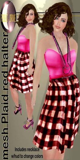 Mesh Red Plaid Strapless Dress